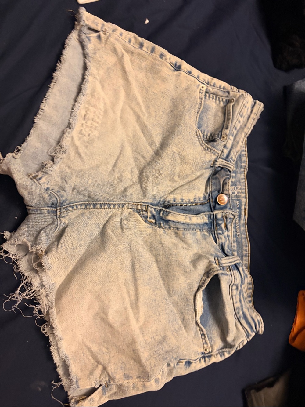 No Boundaries Light Blue Frayed Hem Denim Shorts